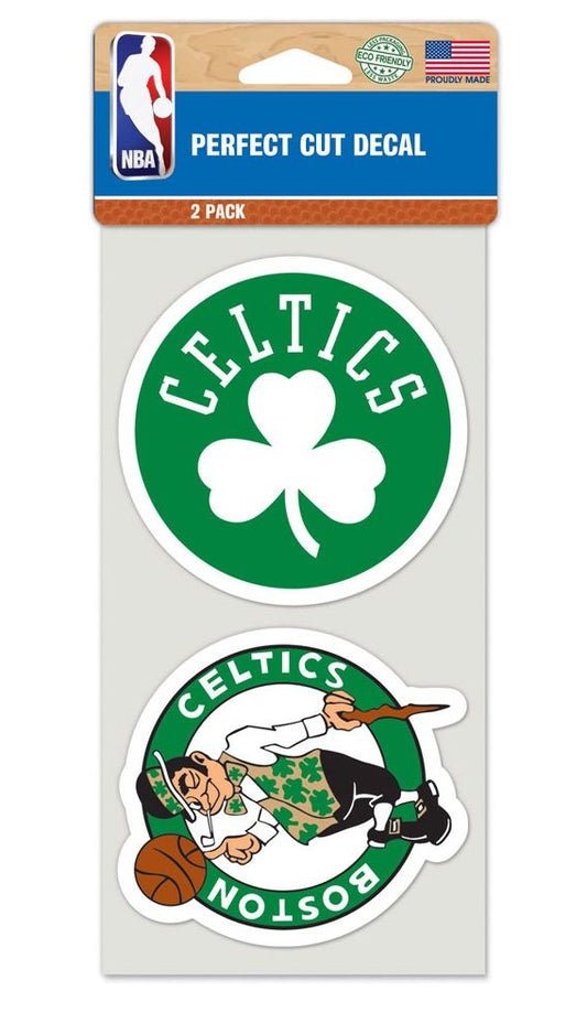 Boston Celtics Decal 4x4 Perfect Cut Set of 2 - Special Order
