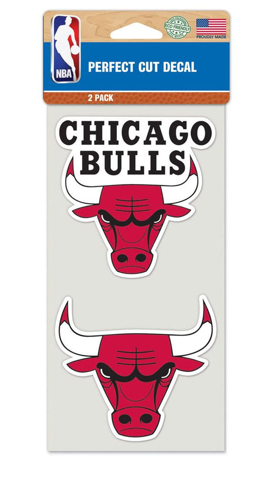 Chicago Bulls Decal 4x4 Perfect Cut Set of 2 - Special Order