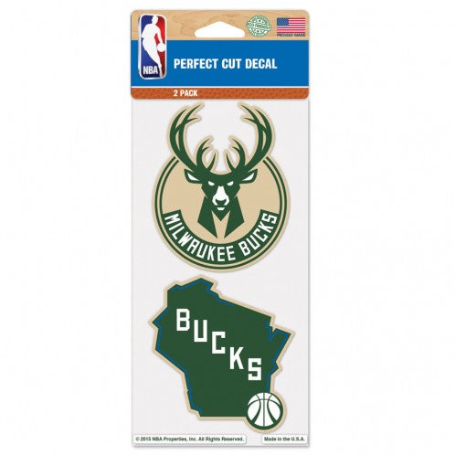 Milwaukee Bucks Decal 4x4 Perfect Cut Set of 2 - Special Order