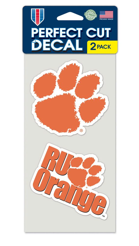Clemson Tigers Decal 4x4 Perfect Cut Set of 2 - Special Order