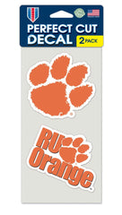 Clemson Tigers Decal 4x4 Perfect Cut Set of 2 - Special Order