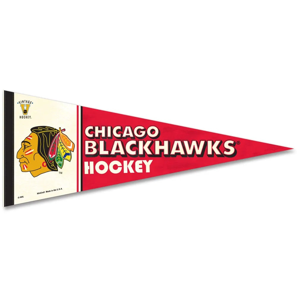 Chicago Blackhawks Pennant 12x30 Premium Style Vintage Design - Special Order
