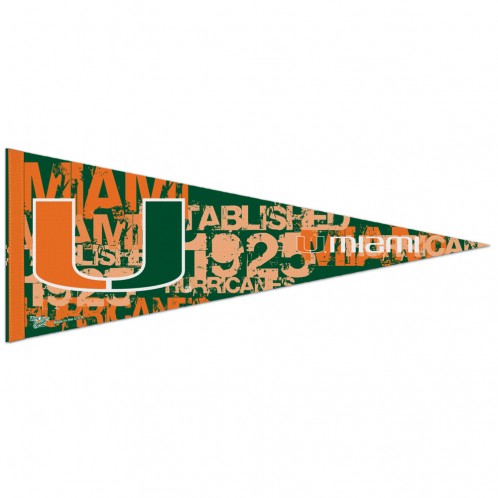 Miami Hurricanes Pennant 12x30 Premium Style - Special Order