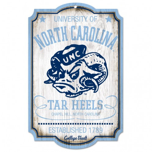 North Carolina Tar Heels Sign 11x17 Wood College Vault Style