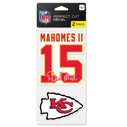 Kansas City Chiefs Decal 4x4 Perfect Cut Set of 2 Patrick Mahomes Design - Special Order