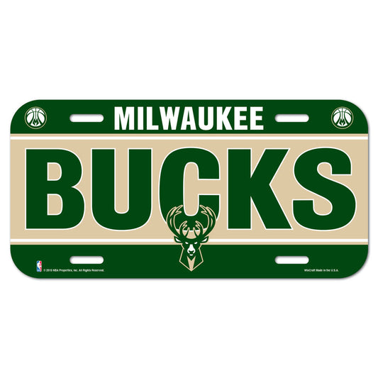 Milwaukee Bucks License Plate Plastic - Special Order