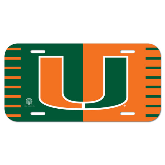 Miami Hurricanes License Plate Plastic - Special Order