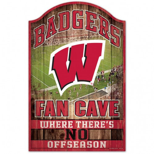 Wisconsin Badgers Sign 11x17 Wood Fan Cave Design - Special Order