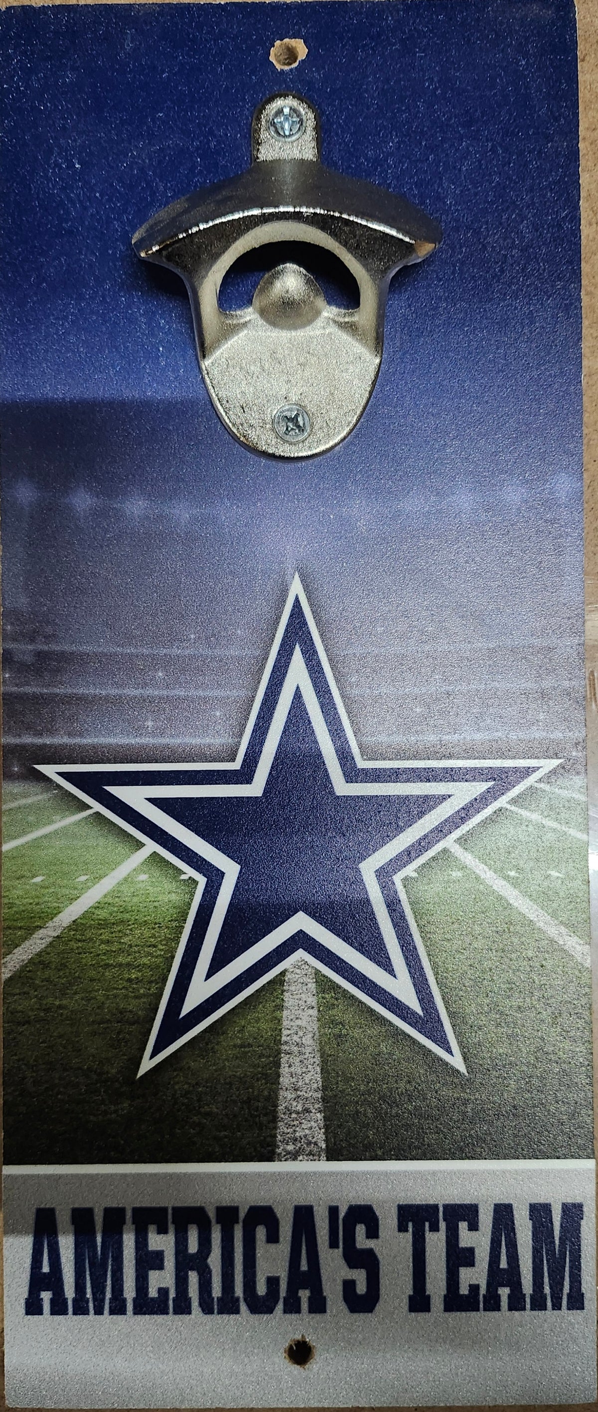 Dallas Cowboys Sign Wood 5x11 Bottle Opener Slogan
