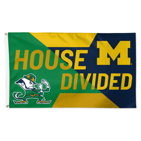 Michigan Wolverines-Notre Dame Fighting Irish Flag 3x5 Deluxe Style House Divided - Special Order