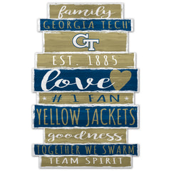 Georgia Tech Yellow Jackets Sign 11x17 Wood Family Word Design