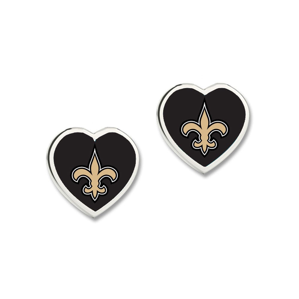 New Orleans Saints Earrings Post Heart - Special Order