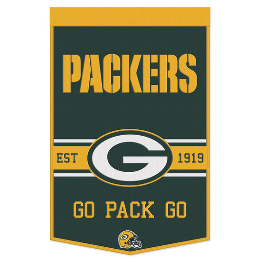 Green Bay Packers Banner Wool 24x38 Dynasty Slogan Design
