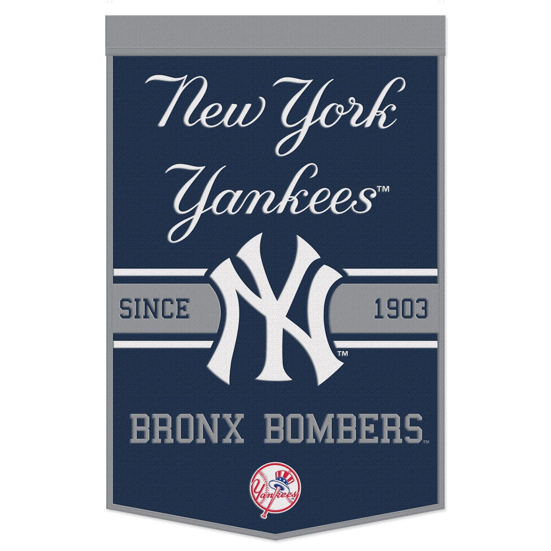 New York Yankees Banner Wool 24x38 Dynasty Slogan Design - Special Order