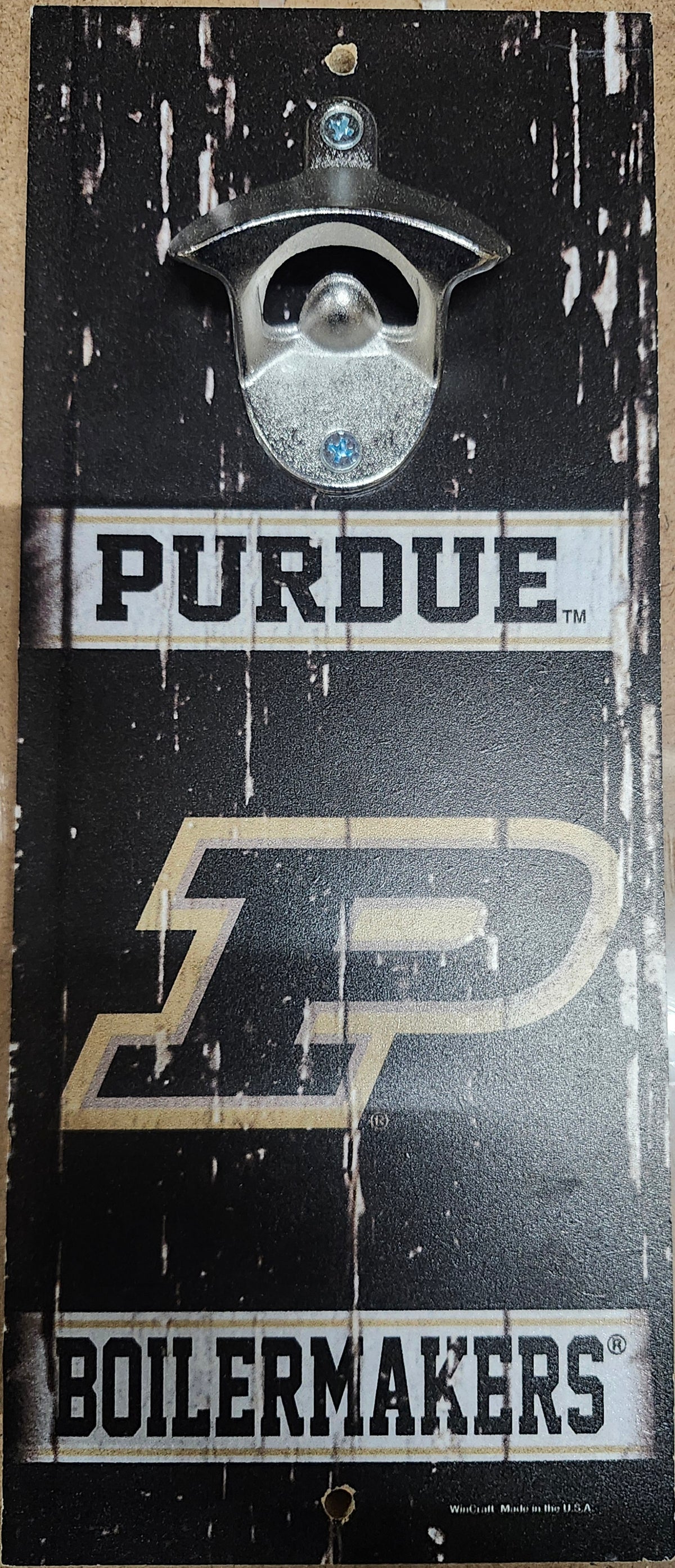 Purdue Boilermakers Sign Wood 5x11 Bottle Opener Alternate