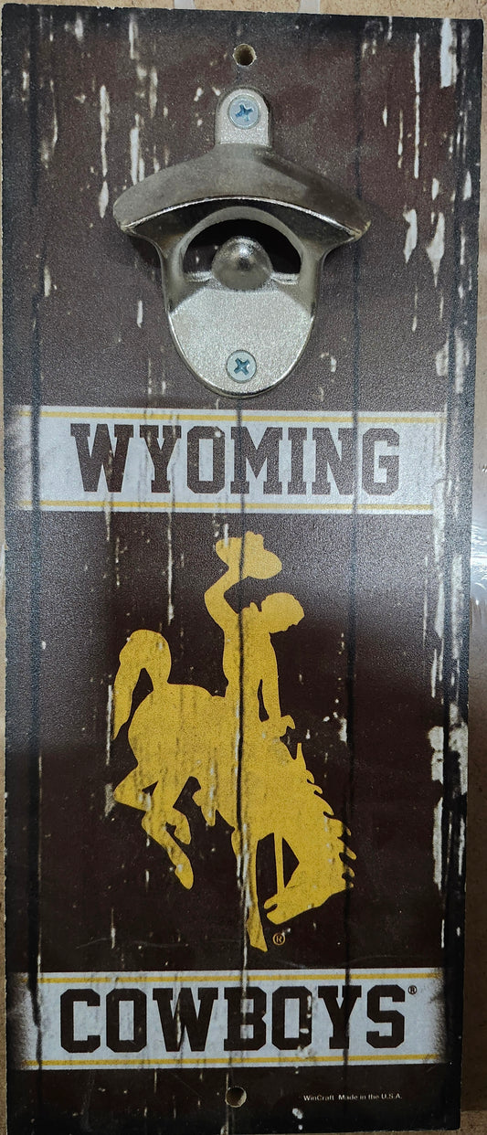 Wyoming Cowboys Sign Wood 5x11 Bottle Opener Alternate