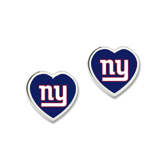 New York Giants Earrings Post Heart - Special Order