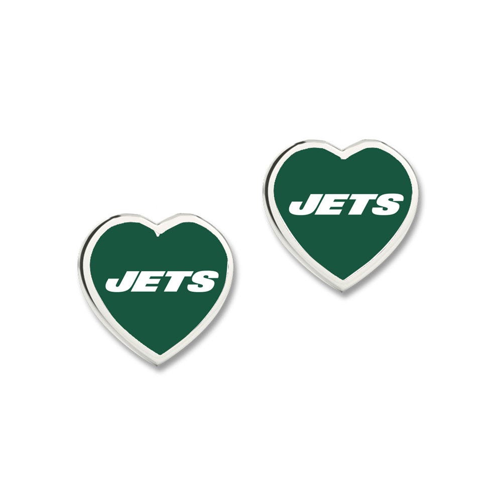 New York Jets Earrings Post Heart - Special Order