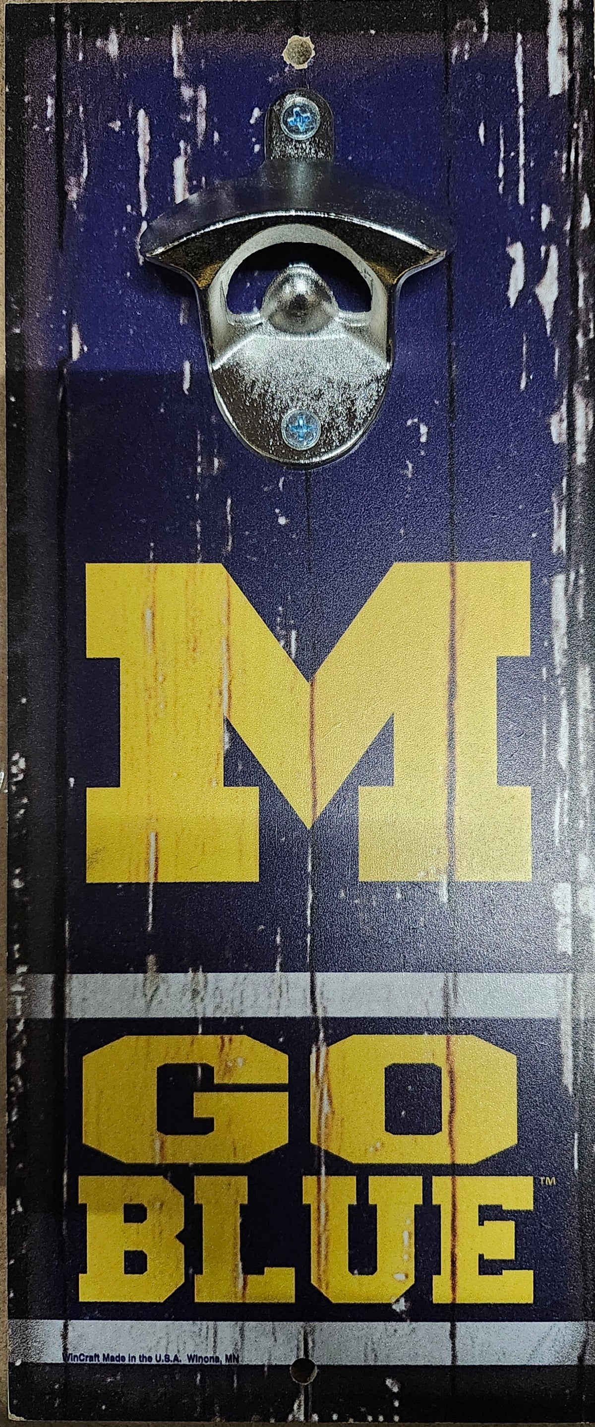 Michigan Wolverines Sign Wood 5x11 Bottle Opener Slogan