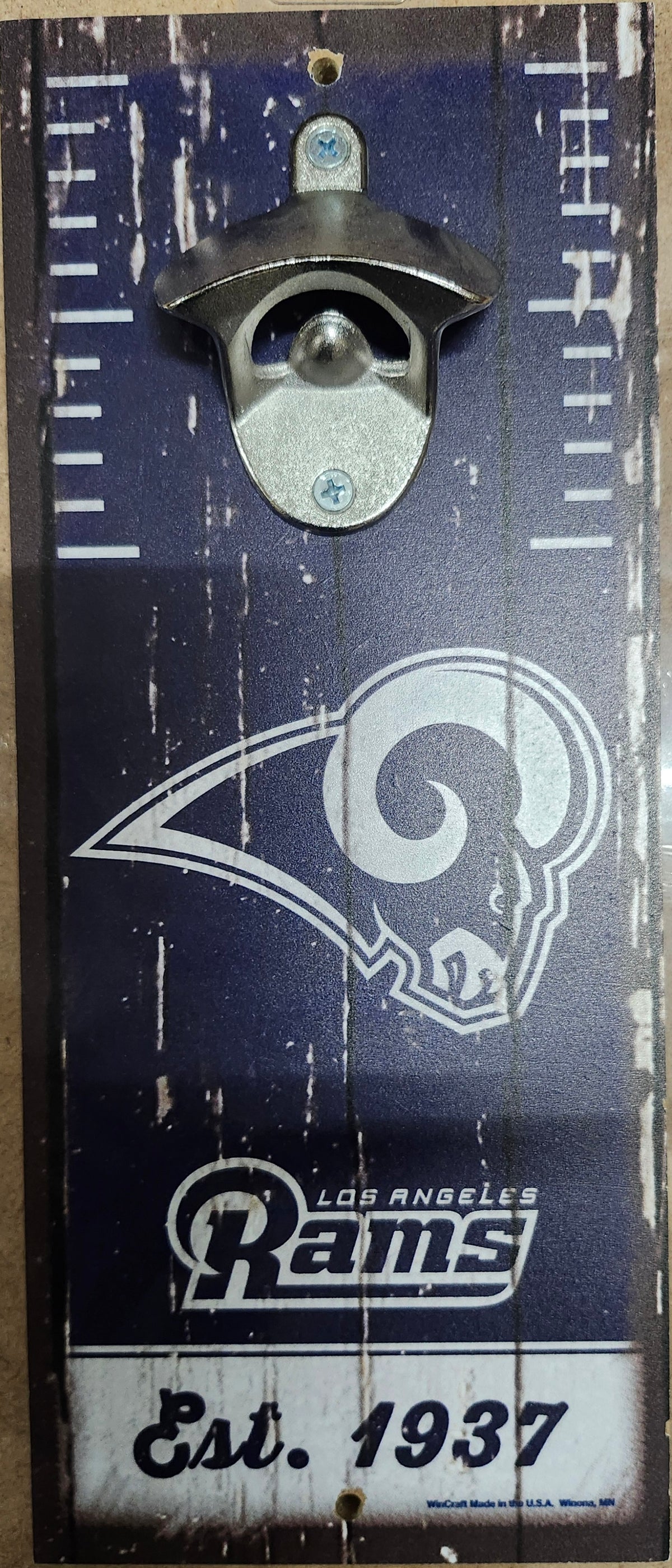 Los Angeles Rams Sign Wood 5x11 Bottle Opener Alternate