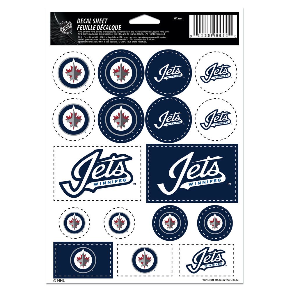 Winnipeg Jets Decal Sheet 5x7 Vinyl Special Order