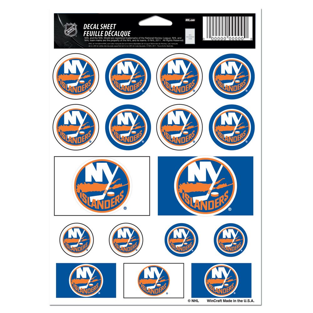 New York Islanders Decal Sheet 5x7 Vinyl Special Order