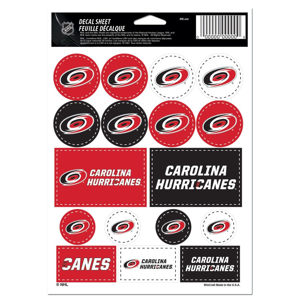 Carolina Hurricanes Decal Sheet 5x7 Vinyl Special Order