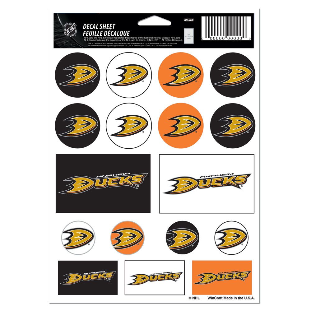 Anaheim Ducks Decal Sheet 5x7 Vinyl Special Order