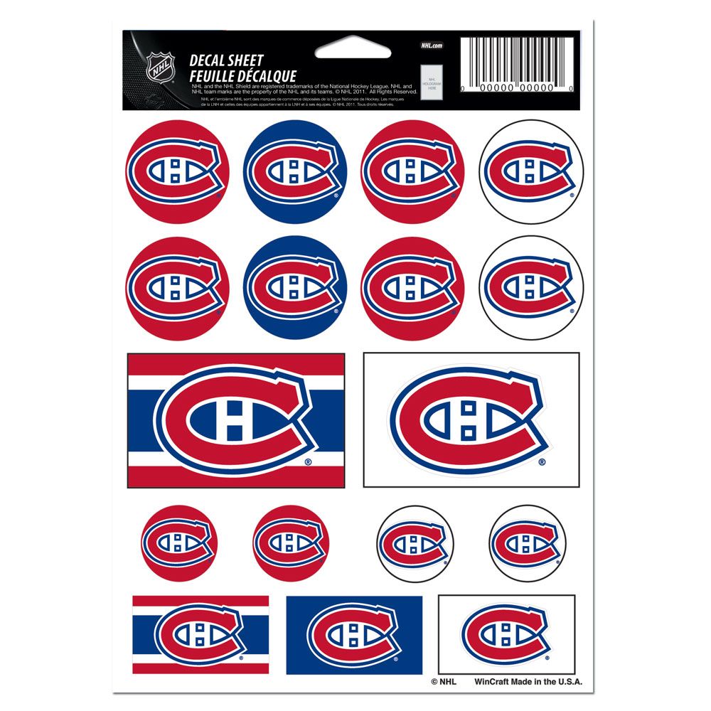 Montreal Canadiens Decal Sheet 5x7 Vinyl Special Order