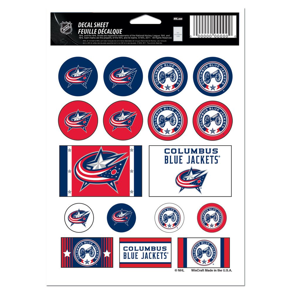 Columbus Blue Jackets Decal Sheet 5x7 Vinyl - Special Order