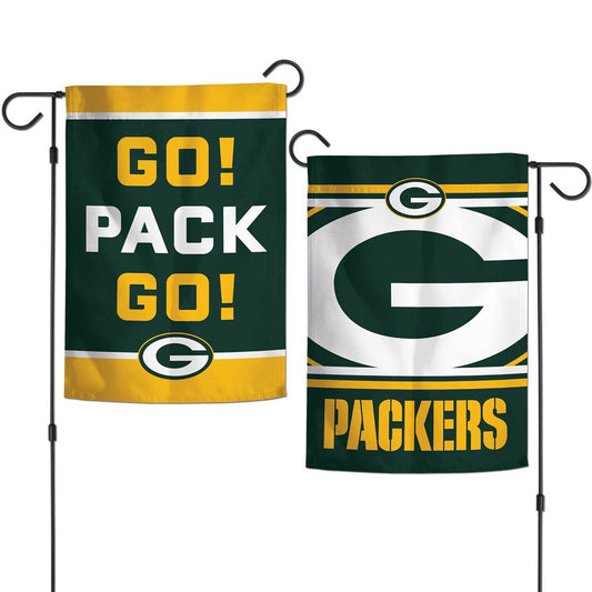 Green Bay Packers Flag 12x18 Garden Style 2 Sided Slogan Design - Special Order