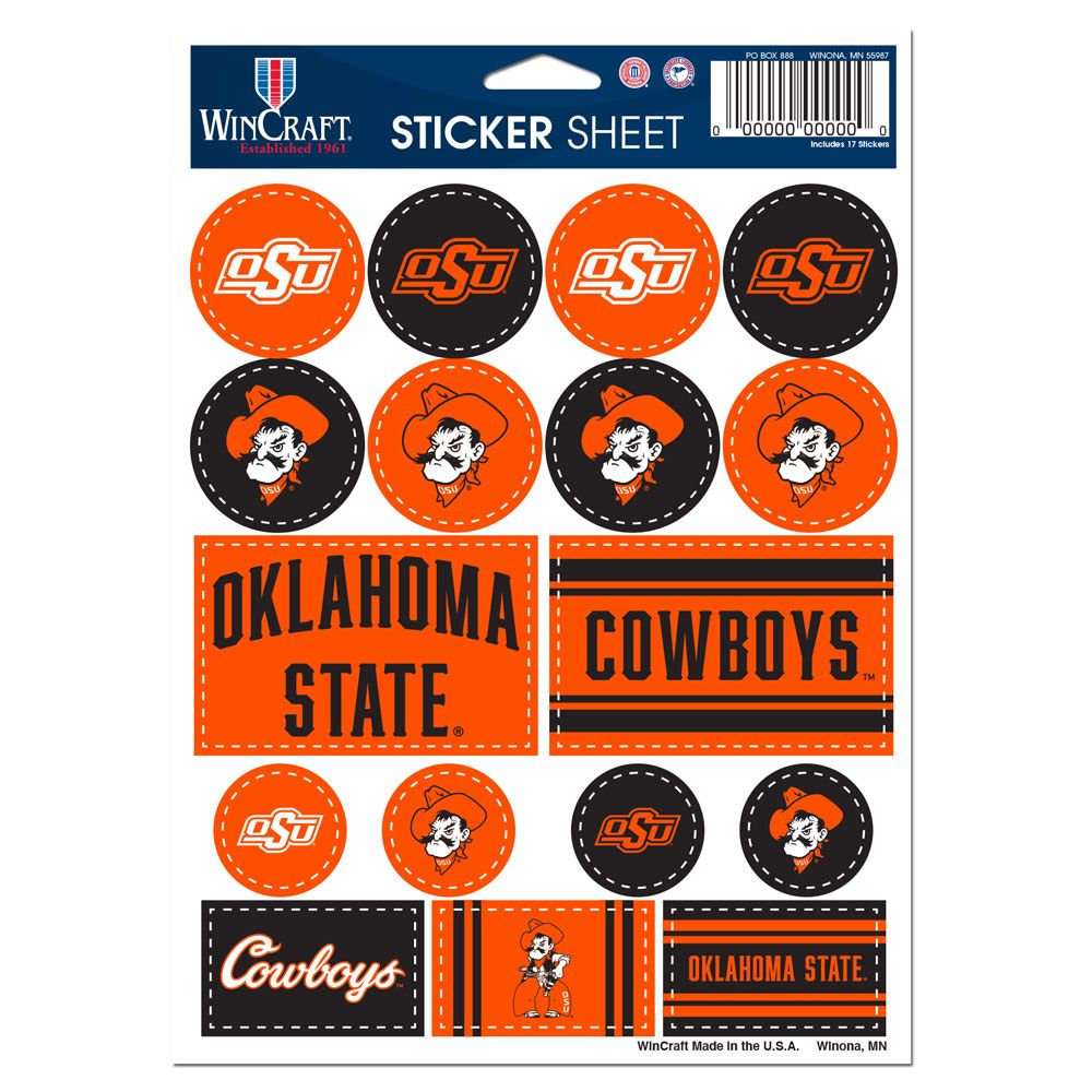 Oklahoma State Cowboys Decal Sheet 5x7 Vinyl - Special Order