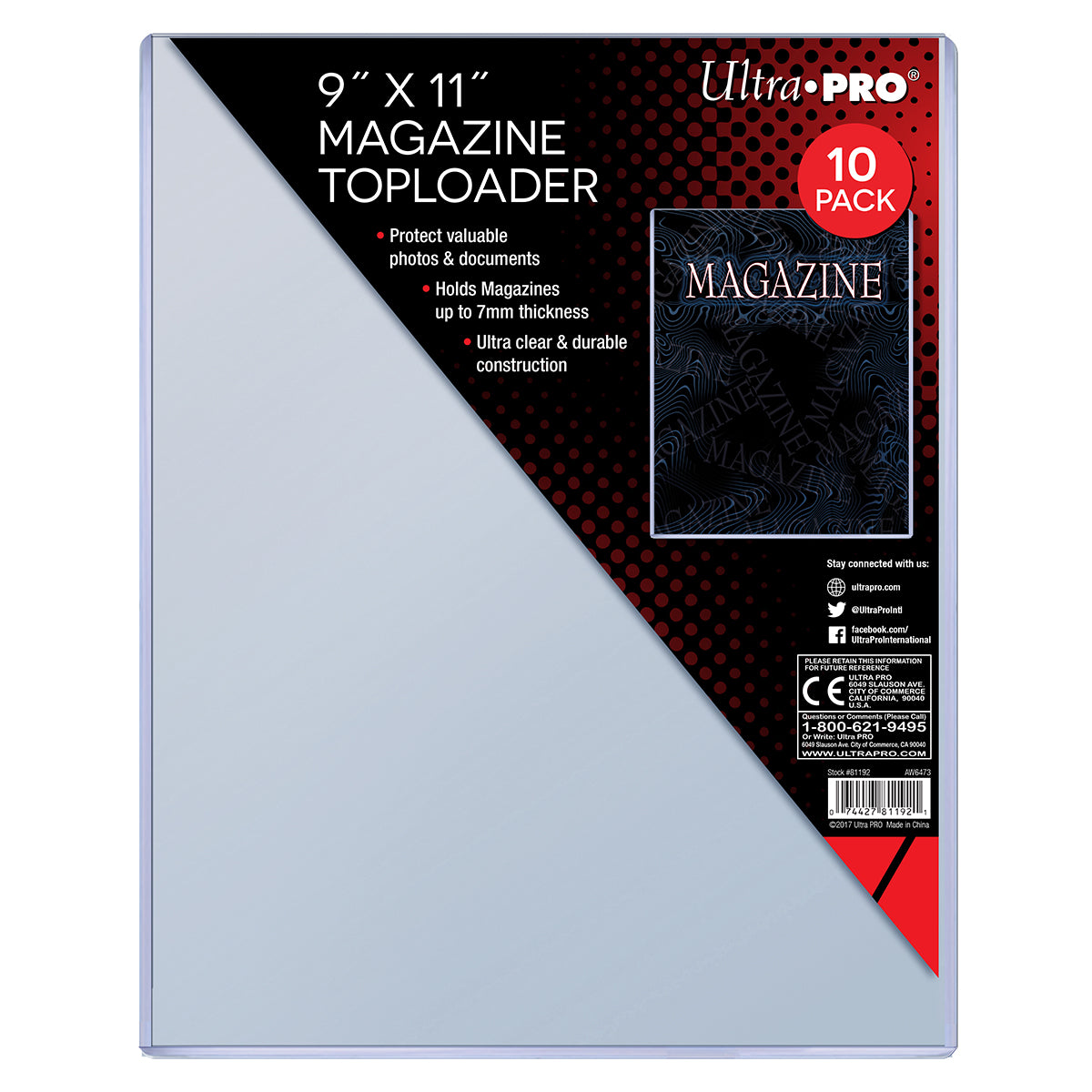 Toploader - 9"x11 1/2" Magazine (10 per pack)