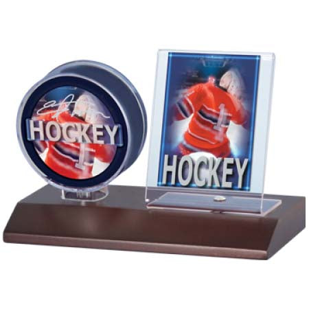 Puck and Card Dark Wood Holder - Special Order