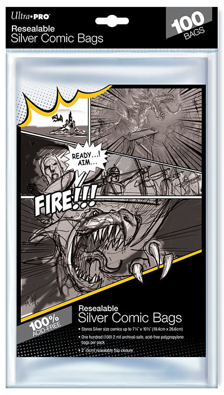 Comic Bags - Silver Size - Resealable (100 per pack)
