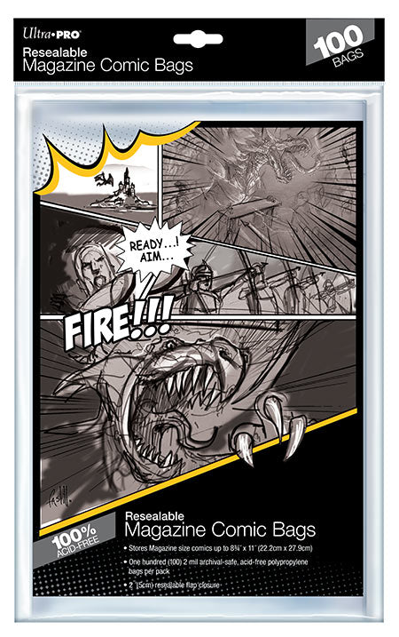 Comic Bags - Magazine Size - Resealable (100 per pack)