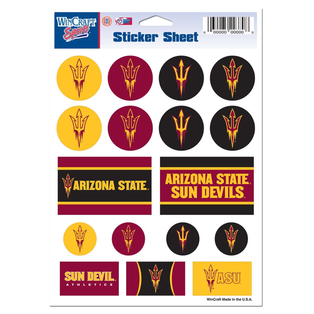 Arizona State Sun Devils Decal Sheet 5x7 Vinyl Special Order