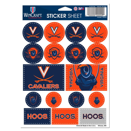 Virginia Cavaliers Decal Sheet 5x7 Vinyl Special Order
