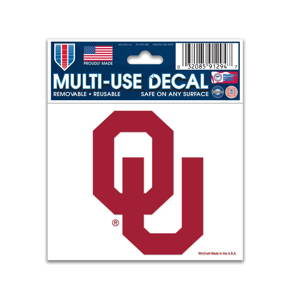 Oklahoma Sooners Decal 3x4 Multi Use - Special Order