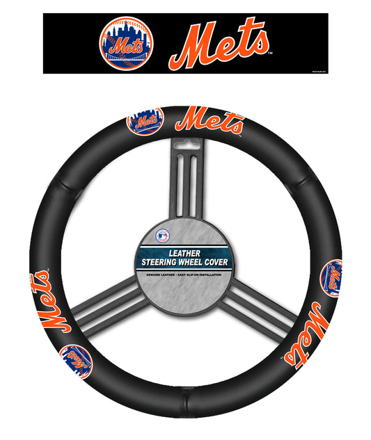 New York Mets Steering Wheel Cover Leather