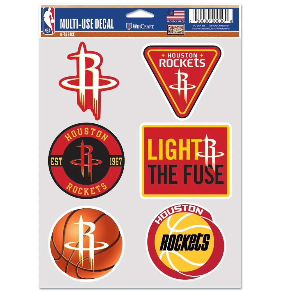 Houston Rockets Decal Multi Use Fan 6 Pack