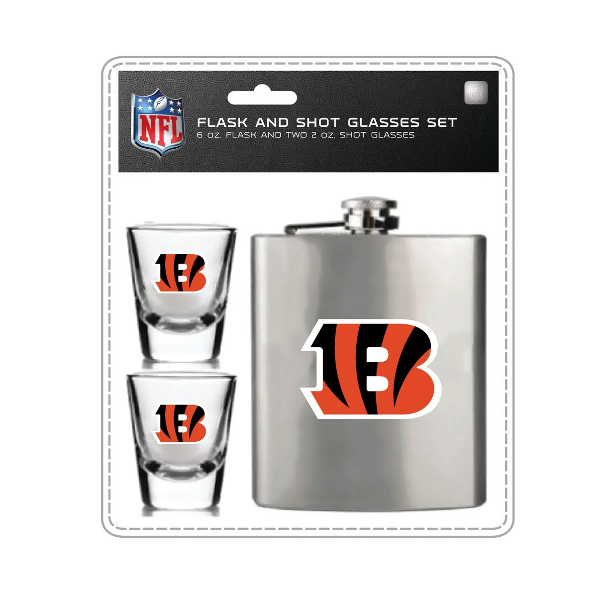 Cincinnati Bengals Flask and Shot Glass Set