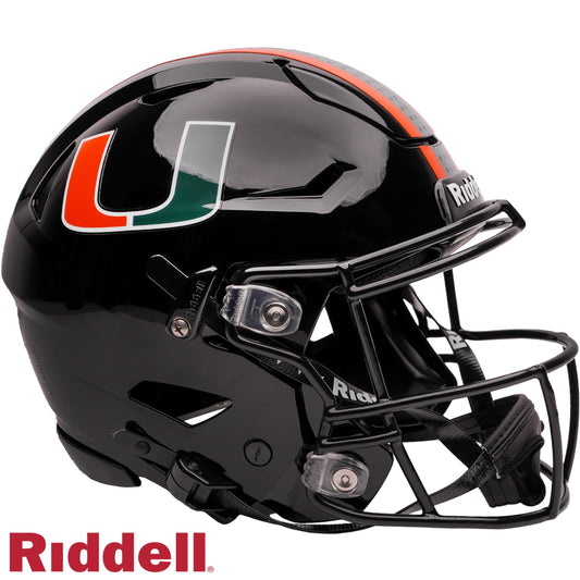 Miami Hurricanes Helmet Riddell Authentic Full Size SpeedFlex Style Black - Special Order