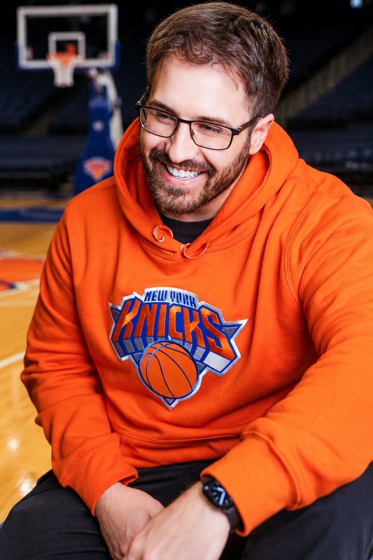 New York Knicks NBA Express Twill Logo Hoodie - Orange