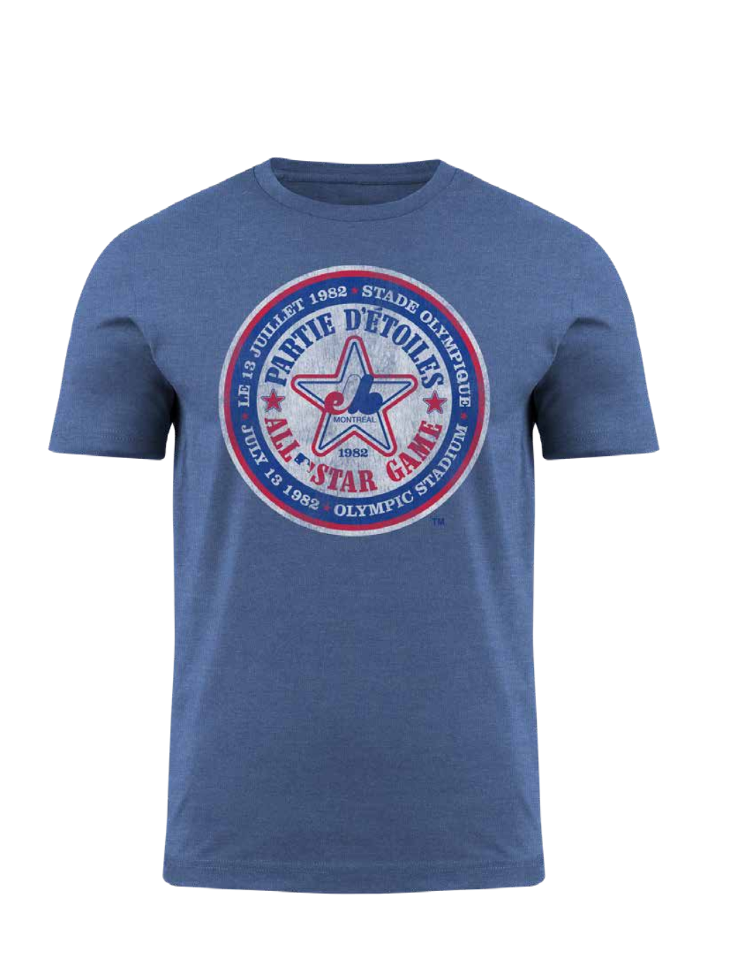 Light blue MLB All-Star distressed T-shirt by SportsFanwear featuring a casual fit and vintage-inspired design.