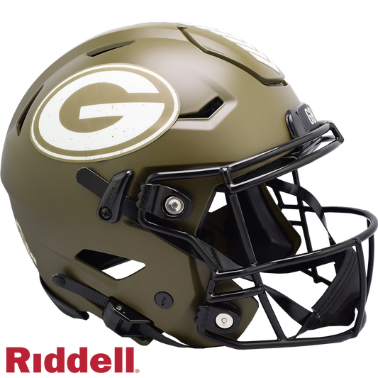 Green Bay Packers Helmet Riddell Authentic Full Size SpeedFlex Style Salute To Service 2022