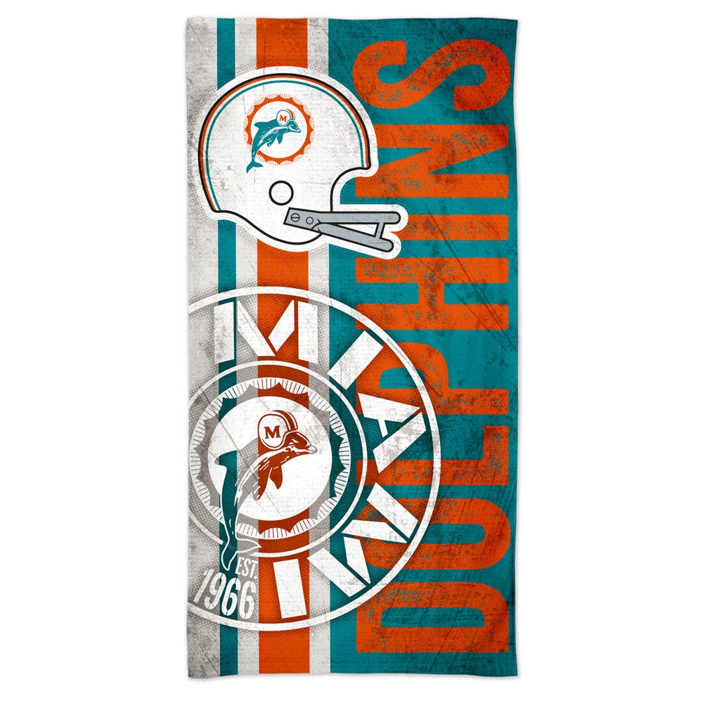 Miami Dolphins Beach Towel 30x60 Spectra Retro Design - Special Order