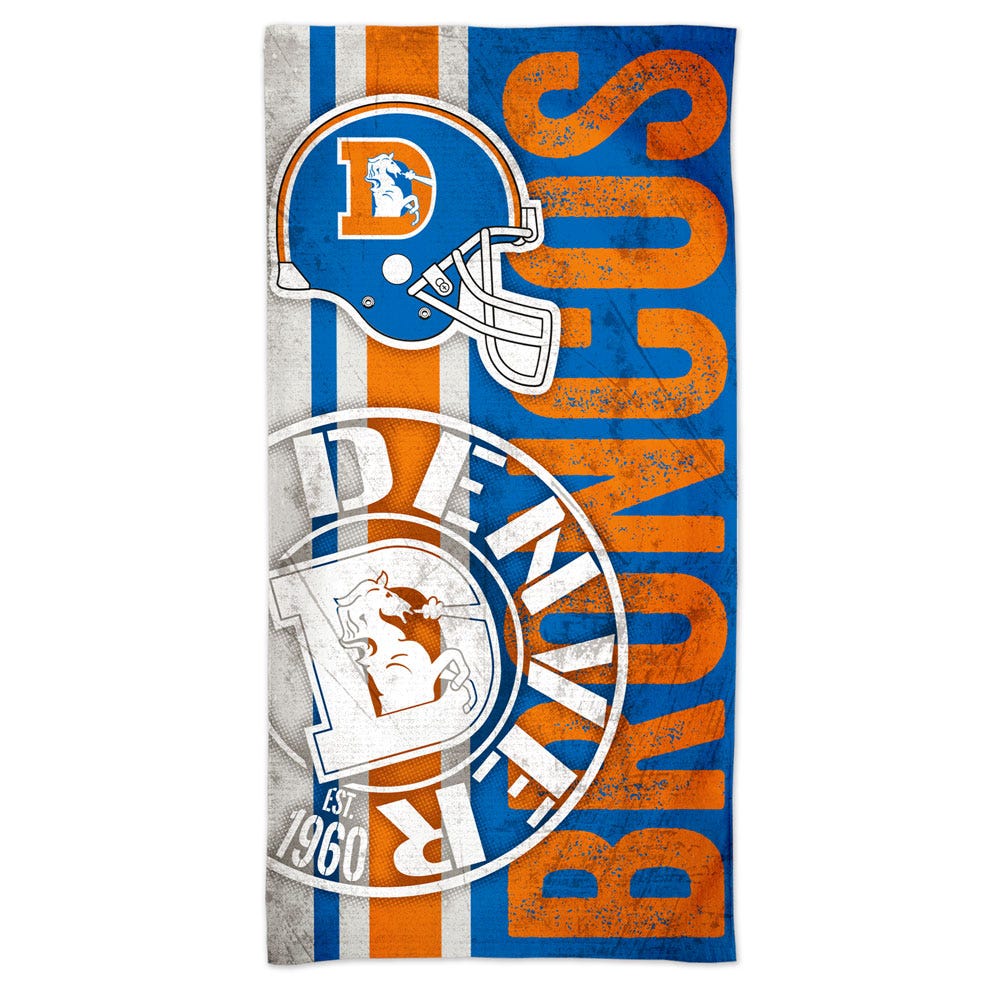 Denver Broncos Beach Towel 30x60 Spectra Retro Design - Special Order