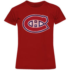 Montreal Canadiens NHL Women's Primary Distressed Logo T-Shirt - Red