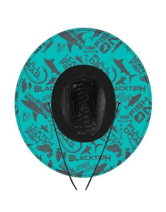 BlacktipH Straw Hat - Turquoise Blue - Black